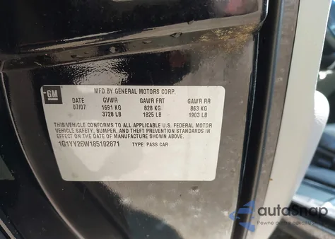 2008 Chevrolet Corvette из США, поврежденный, VIN 1G1YY26W185102871